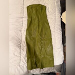 Green Faux Leather Midi Dress